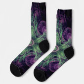 Chaussette Conception Abstraite fractale violet et verte (Gauche)