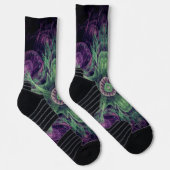 Chaussette Conception Abstraite fractale violet et verte (Droite)