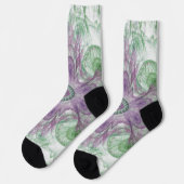 Chaussette Conception Abstraite fractale violet et verte (Gauche)