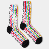 Chaussette Conception Abstraite Irrégulière Colorée Blanche (Droite)
