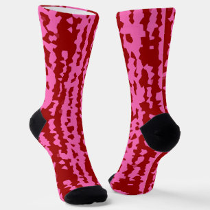 Chaussette Conception Abstraite Irrégulière Rose Marron Rouge