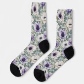 Chaussette Conception d'anémone et d'eucalyptus moderne (Gauche)