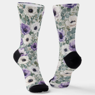 Chaussette Conception d'anémone et d'eucalyptus moderne