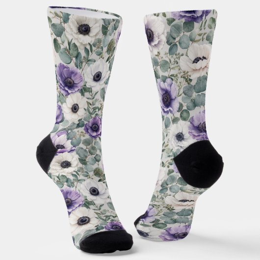 Chaussette Conception d'anémone et d'eucalyptus moderne (Angulaire)