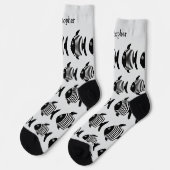 Chaussette Conception d'ange de poisson noir et blanc personn (Gauche)