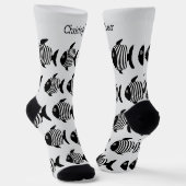 Chaussette Conception d'ange de poisson noir et blanc personn (Angulaire)