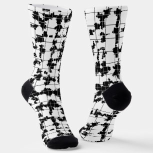 Chaussette Conception d'art abstrait organique noir et blanc