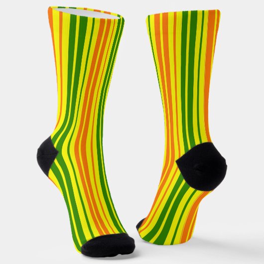 Chaussette Conception de bandes verticales orange jaune vert (Angulaire)