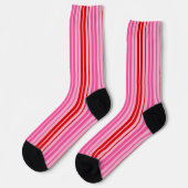 Chaussette Conception de bandes verticales rose gomme à bulle (Gauche)
