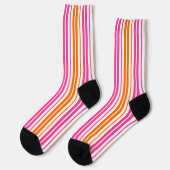 Chaussette Conception de bandes verticales rose orange blanc  (Gauche)