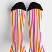 Chaussette Conception de bandes verticales rose orange blanc  (Haut)