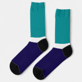 Chaussette Conception de bloc de couleur unie bleu blanc sarc (Gauche)