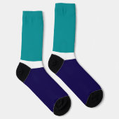 Chaussette Conception de bloc de couleur unie bleu blanc sarc (Droite)