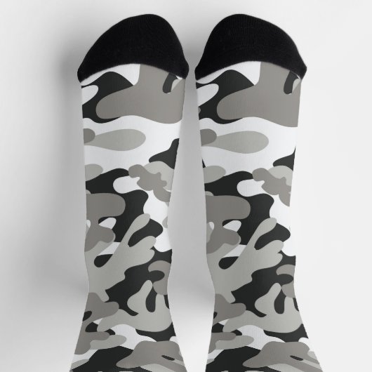 Chaussette Conception de camouflage noir, blanc, gris (Haut)