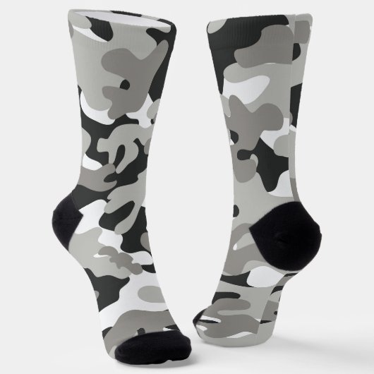 Chaussette Conception de camouflage noir, blanc, gris (Angulaire)