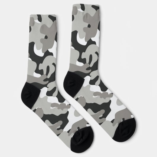 Chaussette Conception de camouflage noir, blanc, gris (Droite)
