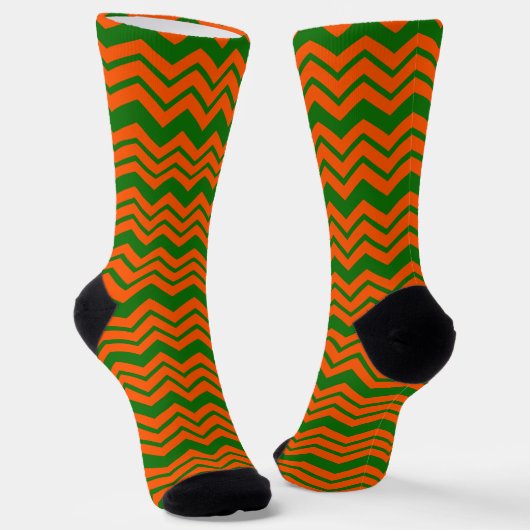 Chaussette Conception de chevron en zigzag vert orange (Angulaire)