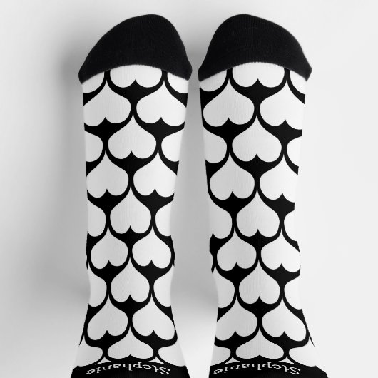 Chaussette Conception de cœurs blancs personnalisés (Haut)