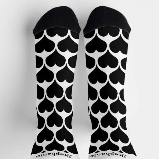 Chaussette Conception de cœurs noirs personnalisés (Haut)