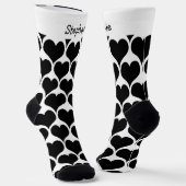 Chaussette Conception de cœurs noirs personnalisés (Angulaire)