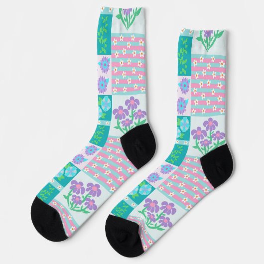 Chaussette Conception de fleurs vibrantes en fleurs (Gauche)