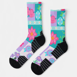 Chaussette Conception de fleurs vibrantes en fleurs