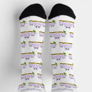 Chaussette Conception de hiboux lilas personnalisée