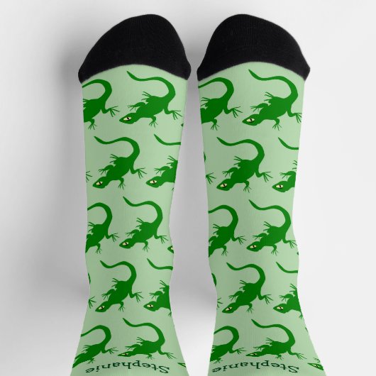 Chaussette Conception de lézard vert personnalisée (Haut)