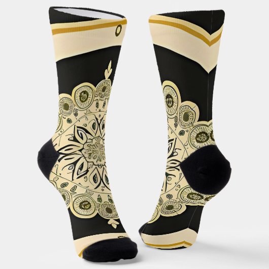 Chaussette Conception de mandala doré intricate (Angulaire)