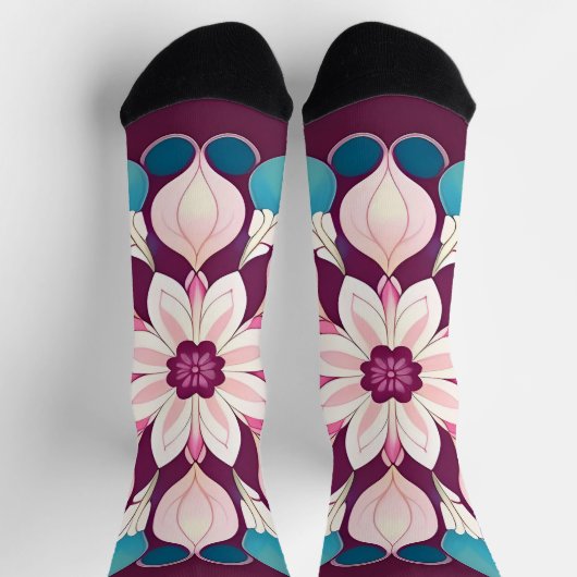 Chaussette Conception de mandala floral coloré (Haut)
