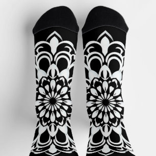 Chaussette Conception de mandala noir et blanc