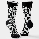 Chaussette Conception de mandala noir et blanc (Angulaire)