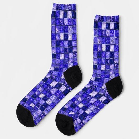 Chaussette Conception de mosaïque bleue abstraite avec textur (Gauche)