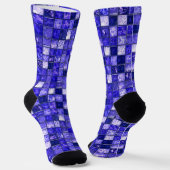 Chaussette Conception de mosaïque bleue abstraite avec textur (Angulaire)