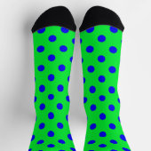 Chaussette Conception de motif à pois bleus sur fond vert  (Haut)