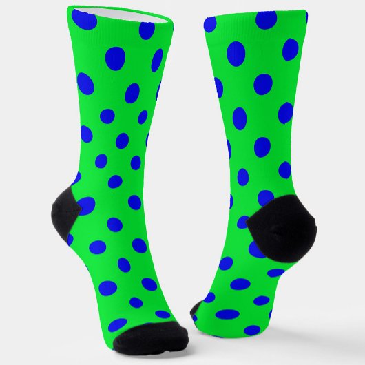 Chaussette Conception de motif à pois bleus sur fond vert 