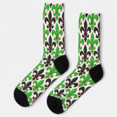 Chaussette Conception de motif baroque fleur de lis noir vert (Gauche)