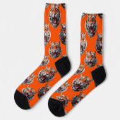 Chaussette Conception de motif de tête de tigre orange (Gauche)