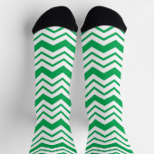 Chaussette Conception de motif en chevron zigzag blanc vert (Haut)