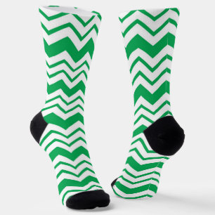 Chaussette Conception de motif en chevron zigzag blanc vert 