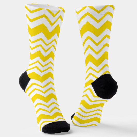 Chaussette Conception de motif en zigzag chevron blanc jaune (Angulaire)