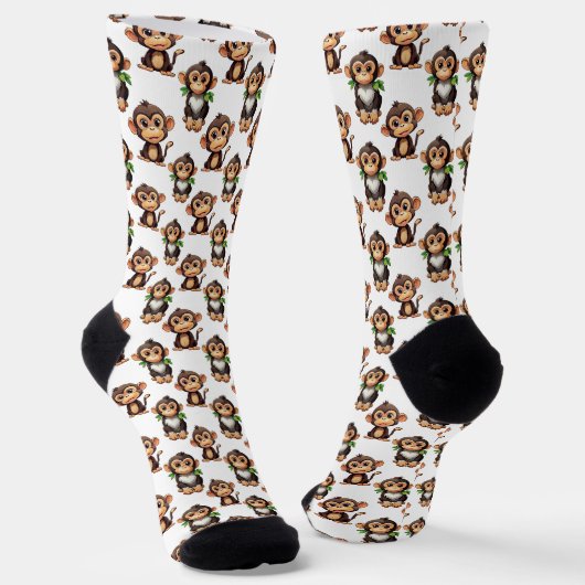 Chaussette Conception de motif singe blanc (Angulaire)