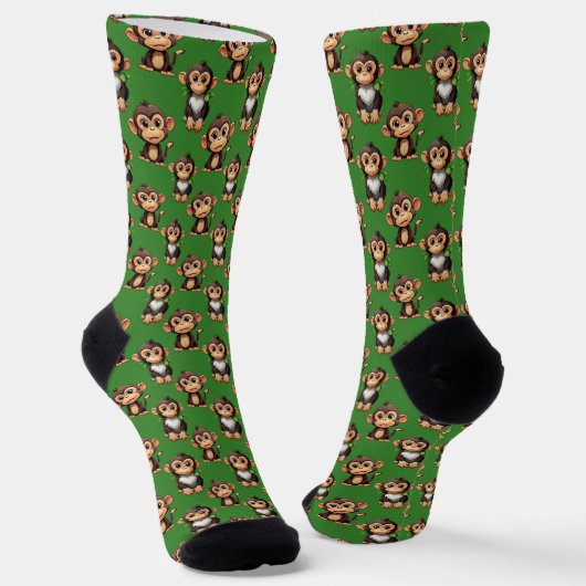 Chaussette Conception de motif singe vert (Angulaire)