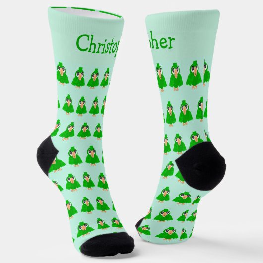 Chaussette Conception de perroquet vert (Angulaire)