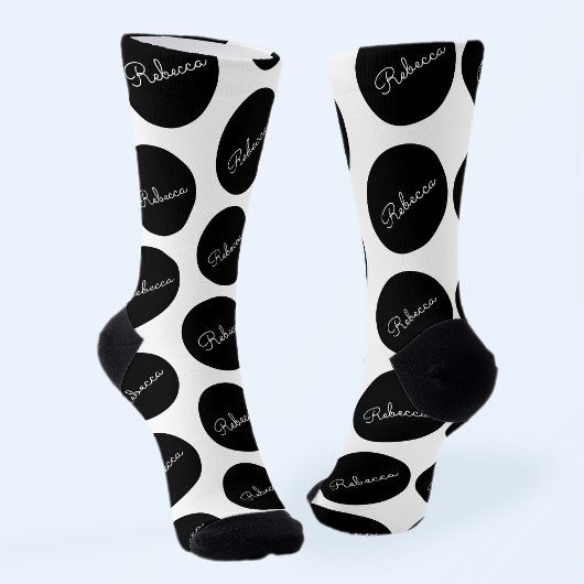 Chaussette Conception de points Polka Noir & Blanc Rétro-Mode
