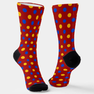 Chaussette Conception de points polka rouges bleus jaunes