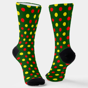 Chaussette Conception de pois verts rouges jaunes
