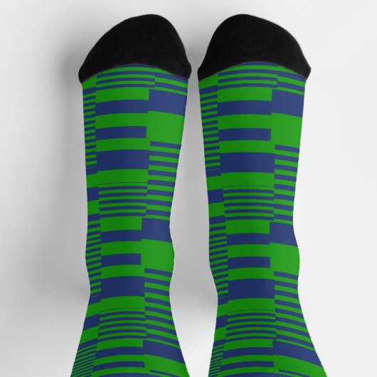 Chaussette Conception de rayures patchwork bleu vert (Haut)