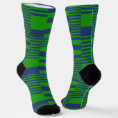 Chaussette Conception de rayures patchwork bleu vert  (Angulaire)