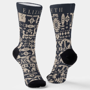 Chaussette Conception de style initial d'aztèque de monogramm